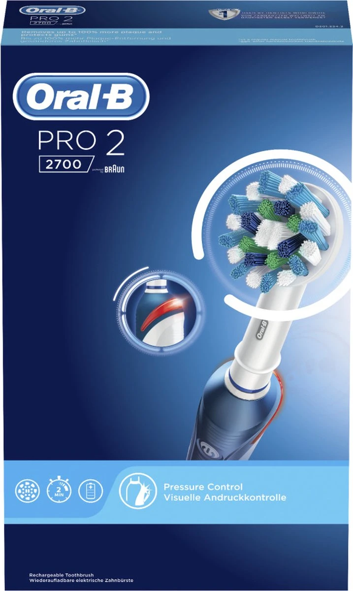 Oral B Oral-B Pro 2 2700 CrossAction - Elektrische Tandenborstel - Blauw, Wit 10 Oral B Oral-B Pro 2 2700 CrossAction - Elektrische Tandenborstel - Blauw, Wit - Afbeelding 10
