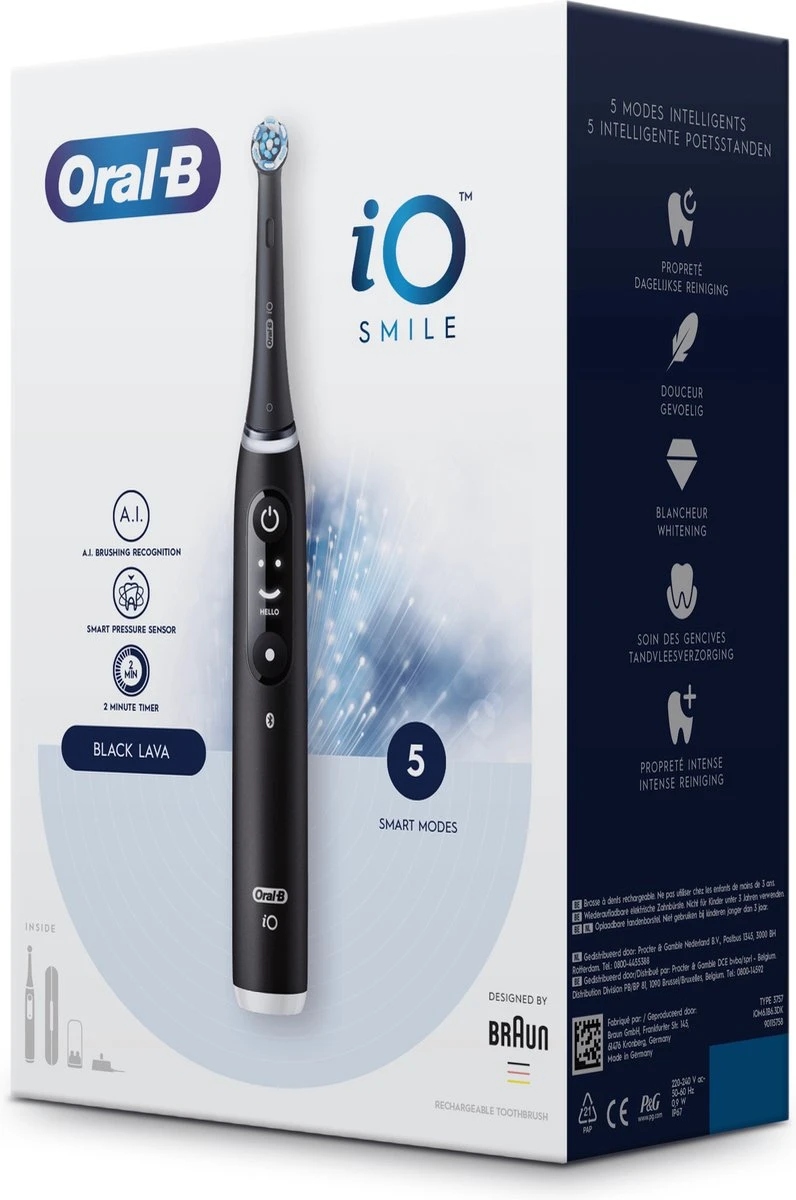 Oral B IO 6N - SMILE Black Lava Elektrische Tandenborstel Ontworpen Door Braun 10 Oral B IO 6N - SMILE Black Lava Elektrische Tandenborstel Ontworpen Door Braun - Afbeelding 10