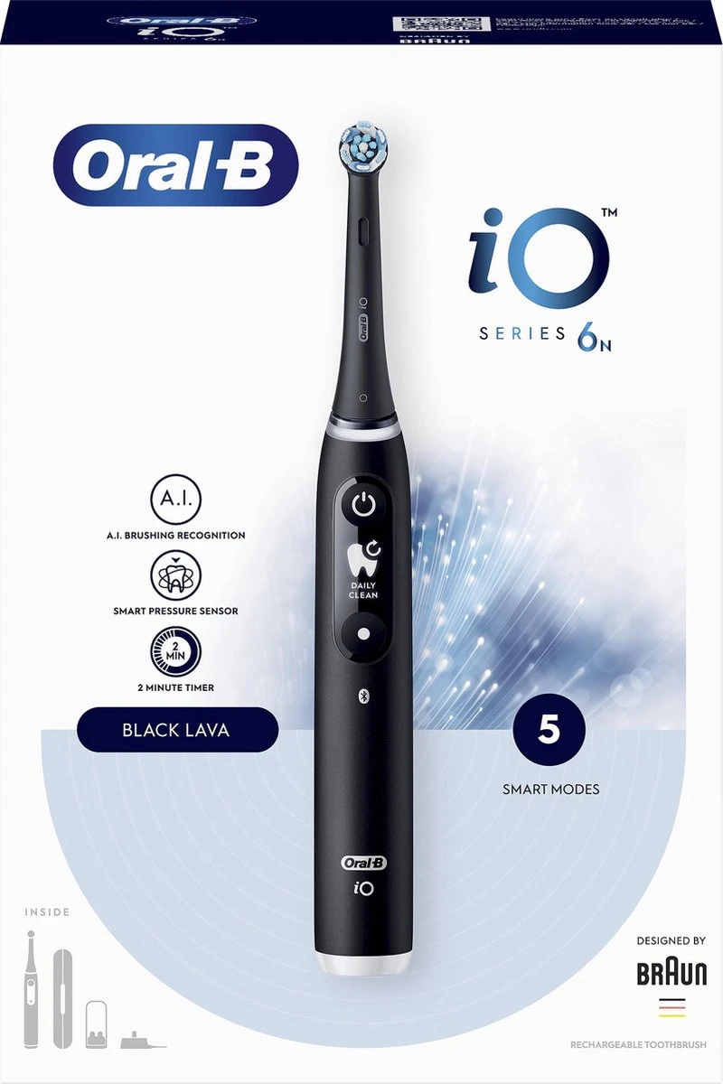 Oral B IO 6N - SMILE Black Lava Elektrische Tandenborstel Ontworpen Door Braun 16 Oral B IO 6N - SMILE Black Lava Elektrische Tandenborstel Ontworpen Door Braun - Afbeelding 16