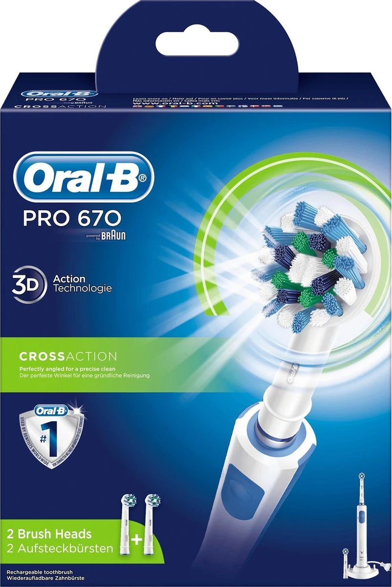 Oral B Oral-B PRO 670 CrossAction - Elektrische Tandenborstel - Met 2 Opzetborstels 2 Oral B Oral-B PRO 670 CrossAction - Elektrische Tandenborstel - Met 2 Opzetborstels - Afbeelding 2