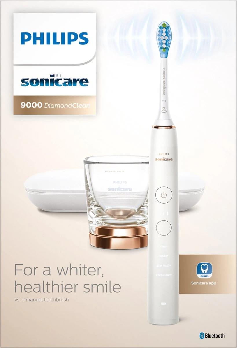Philips Sonicare DiamondClean 9000 HX9911/94 - Luxe Elektrische Tandenborstel - Wit En Rosé Goud 3 Philips Sonicare DiamondClean 9000 HX9911/94 - Luxe Elektrische Tandenborstel - Wit En Rosé Goud - Afbeelding 3