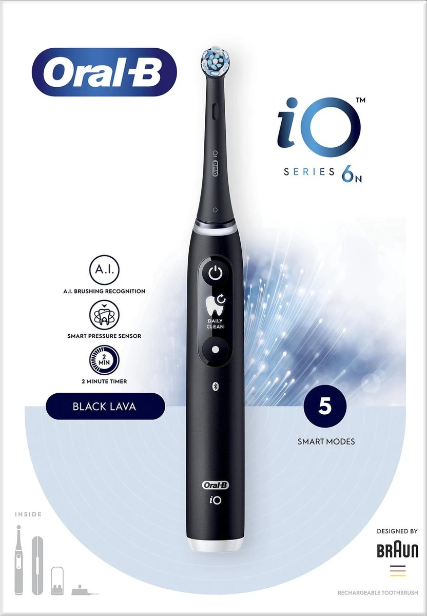 Oral B IO 6N - SMILE Black Lava Elektrische Tandenborstel Ontworpen Door Braun 11 Oral B IO 6N - SMILE Black Lava Elektrische Tandenborstel Ontworpen Door Braun - Afbeelding 11