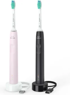 Philips Sonicare Series 3100 HX3675/15 - Elektrische Tandenborstel - Zwart & Roze - Duopack