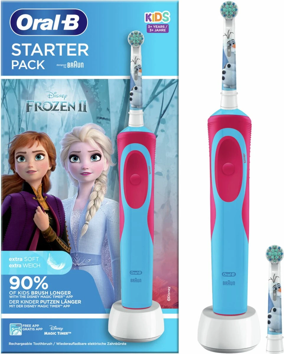 Oral B Oral-B Vitality Frozen - Elektrische Tandenborstel Voor Kinderen - 1 Handvat En 2 Opzetborstels 2 Oral B Oral-B Vitality Frozen - Elektrische Tandenborstel Voor Kinderen - 1 Handvat En 2 Opzetborstels - Afbeelding 2