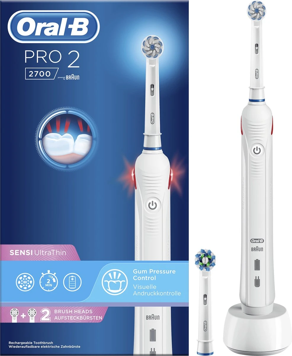 Oral B Oral-B Pro 2 2700 - Sensi Ultra Thin - Elektrische Tandenborstel - Wit 16 Oral B Oral-B Pro 2 2700 - Sensi Ultra Thin - Elektrische Tandenborstel - Wit - Afbeelding 16